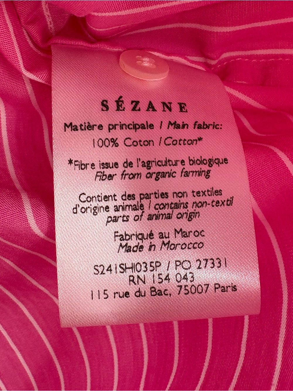 Sézane Max Oversized Pink Stripe Organic Cotton Button Down Shirt FR 44 US 12 - Picture 14 of 16